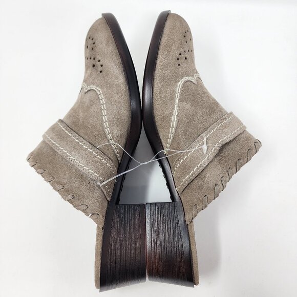 New Dirty Laundry Womens 9.5 Waltz Gray Taupe Suede Slip On Mules Western Buckle - Picture 3 of 15